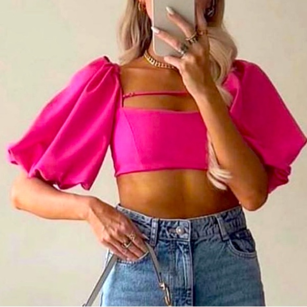 ZARA CROP BALLOON TOP: Fuchsia/Pink ART: 2558/332/